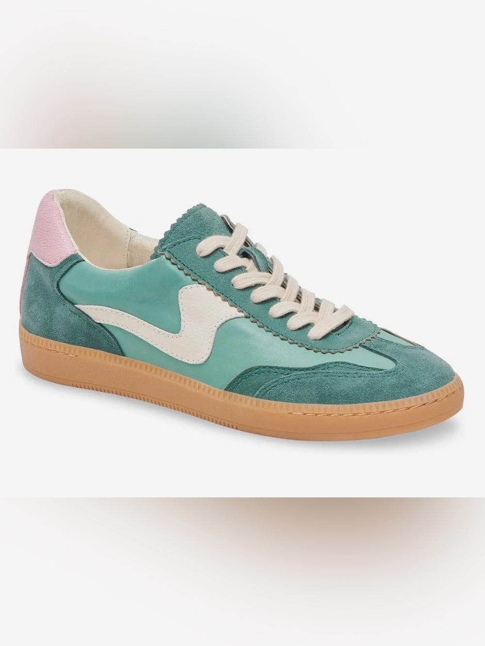 Dolce Vita Notice green, pink and off-white sneakers - size 9.5